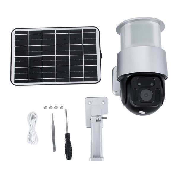 86046 Αυτόνομος Ηλιακός Προβολέας LED SMD 24W 1200lm Camera 1080P 2MP WiFi 150° Μπαταρία 3200mAh Φωτοβολταϊκό Πάνελ Αισθητήρα Ημέρας-Νύχτας & Ρύθμιση Χρόνου Διπλή Κατέυθυνση Ομιλίας Αδιάβροχος IP66 Ψυχρό Λευκό 6000K - Ασημί