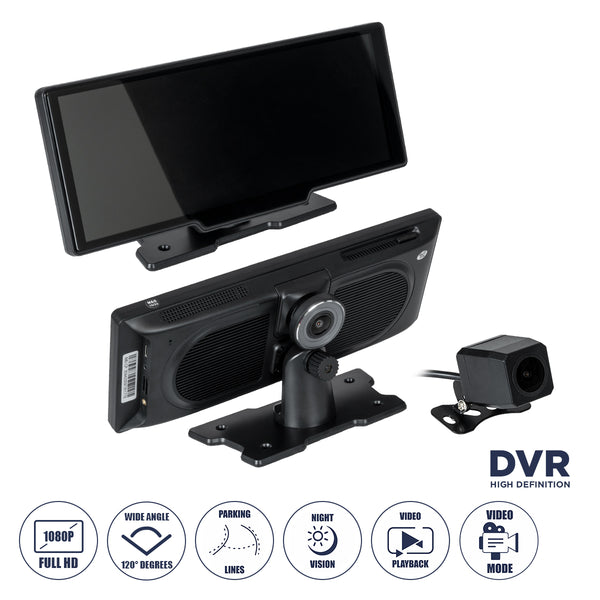 DVR FHD1080p Smart Vehicle Recorder mit 8-Zoll-Bildschirm – WLAN – 4G Android 8.1OS – SIM-Kartensteckplatz – GPS-Navigator – Bluetooth – RAM2 GB + ROM 32 GB – FM-Transmitter – Dual-Kamera FHD1080p mit WDR und beschlagfreiem Quad-Core-Prozessor mit 1,5 GHz