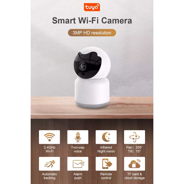 86072 Table Camera WiFi HD 1080P 3MP 350° Two Way Audio & Motion Detection - Επιτραπέζια Κάμερα WiFi HD 1080P 350° Διπλή Κατέυθυνση Ομιλίας με Ανιχνευτή Κίνησης - Following Face Auto Tracking - Λευκό