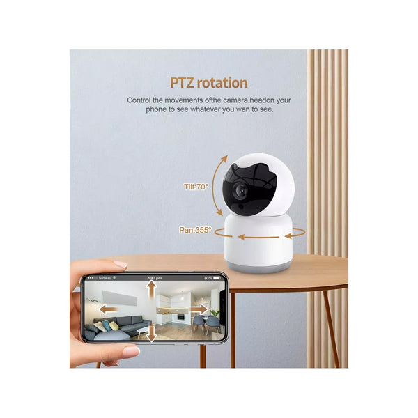 86072 Table Camera WiFi HD 1080P 3MP 350° Two Way Audio & Motion Detection - Επιτραπέζια Κάμερα WiFi HD 1080P 350° Διπλή Κατέυθυνση Ομιλίας με Ανιχνευτή Κίνησης - Following Face Auto Tracking - Λευκό