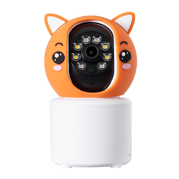 86081 WiFi HD 1080P 350° Dual-Richtungs-Sprach- und Bewegungsmelder-Desktop-Kamera – Body Auto Tracking IP20-Fernbedienung – Orange-Weiß – Φ8 x H13 cm – 2 Jahre Garantie