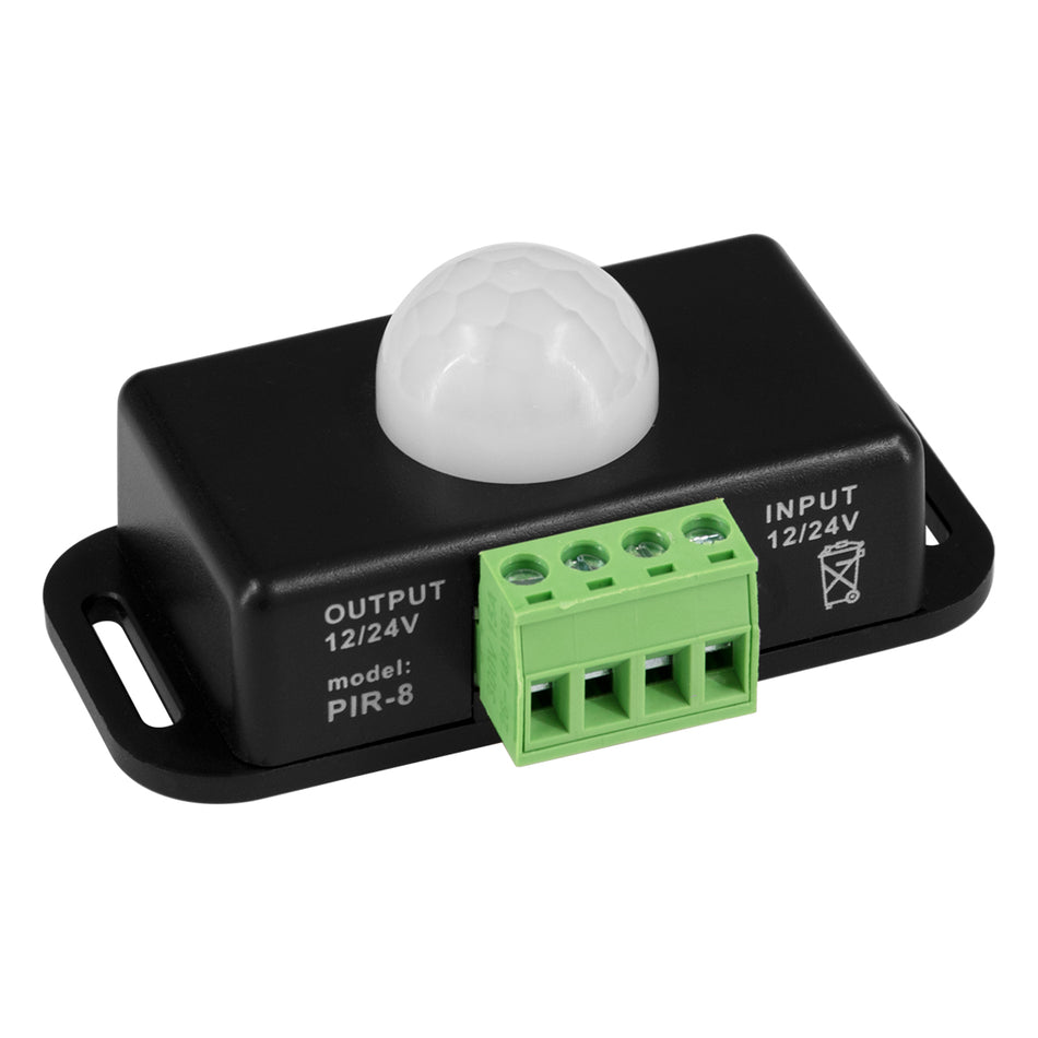 GLOBOSTAR® SENSORE 70743 Ανιχνευτής PIR / Αισθητήρας Κίνησης 180° DC 12-24V 6A 144W Max IP20 - Μ7.6 x Π4.5 x Υ3.3cm - 2 Χρόνια Εγγύηση