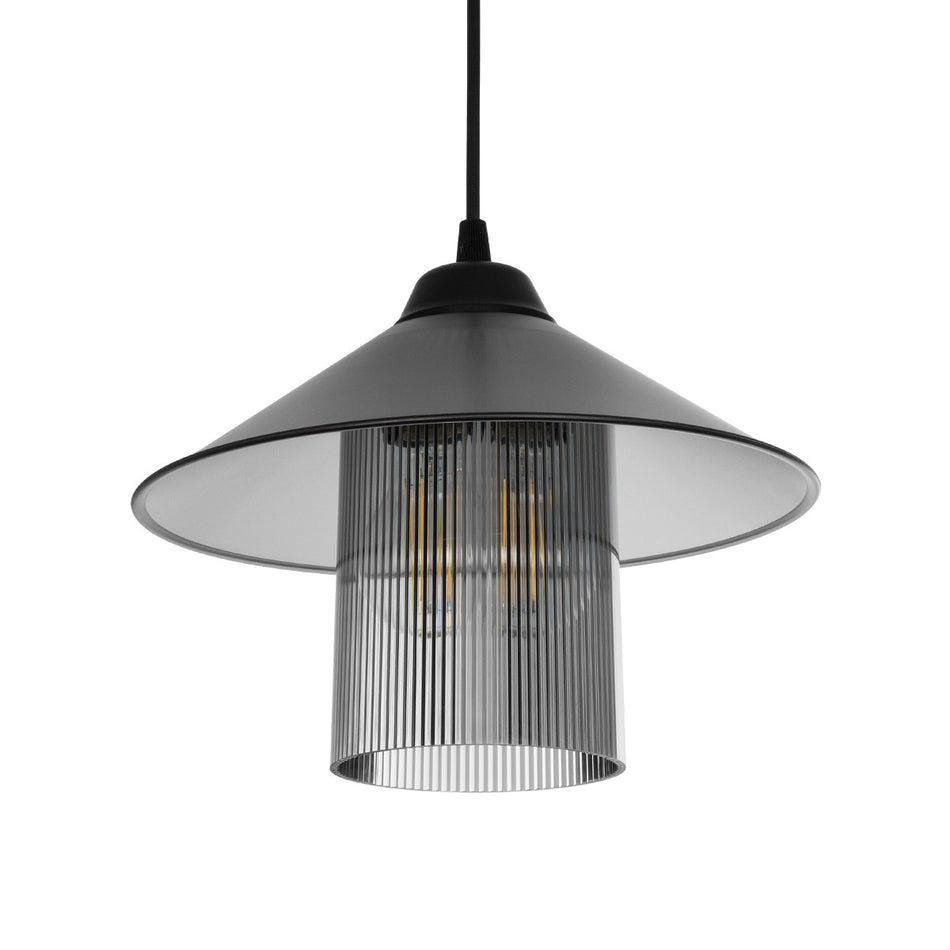 GLOBOSTAR® PROMO 203-0089 Μοντέρνο Κρεμαστό Φωτιστικό Οροφής με Ντουί 1 x E27 AC 220-240V IP20 - Μαύρο & Μαύρο Φιμέ - Μ25.5 x Π25.5 x Υ20cm