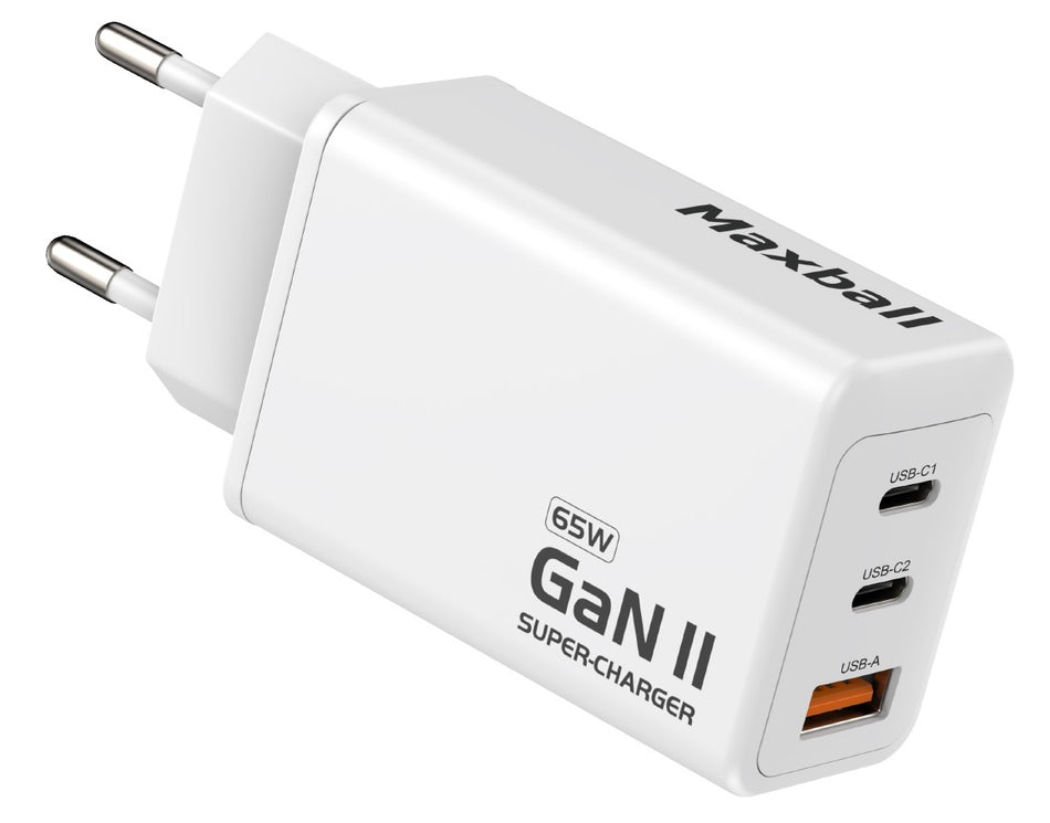 MAXBALL Charger T826 GaN II 3-Ports USB 65W White (Laptop / Tablet / Smartphone)