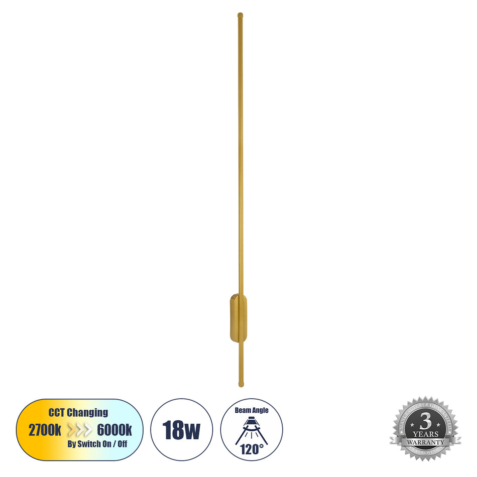 HARLEM 61336 Μοντέρνο Φωτιστικό Τοίχου - Απλίκα LED 18W 2160lm 120° IP20 Ρυθμιζόμενο Λευκό CCT με On/Off 2700K/4500K/6000K