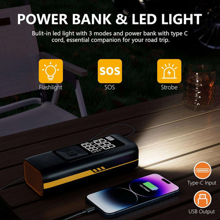 TCCBAC HK580(CC238) - 8000mAh Φορητός Εκκινητής Μπαταρίας Αυτοκινήτου 1000A με Power Bank  / USB / Τρόμπα / Φακό 12V