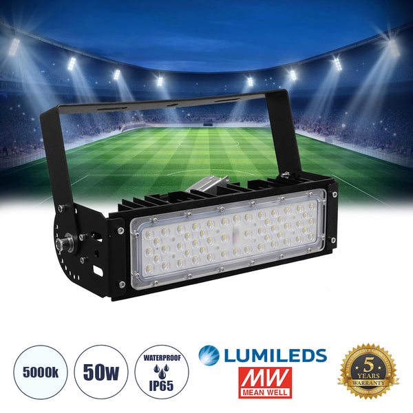 GOLIATH 90100-1 LED Προβολέας Γηπέδου - Φωτιστικό Tunnel 50W 8000LM 75°*135° AC 100-277V IP65 Μ32 x Π12 x Υ9cm Ψυχρό Λευκό 5000K - MeanWell Driver & LumiLEDs Chip - 5 Χρόνια Εγγύηση