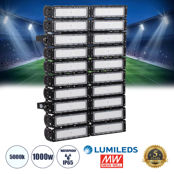 GOLIATH 90105 LED Προβολέας Γηπέδου - Φωτιστικό Tunnel 1000W 160000LM 75°*135° AC 100-277V Αδιάβροχο IP65 Μ62 x Π22 x Υ90cm Ψυχρό Λευκό 5000K - MeanWell Driver & LumiLEDs Chip - 5 Χρόνια Εγγύηση