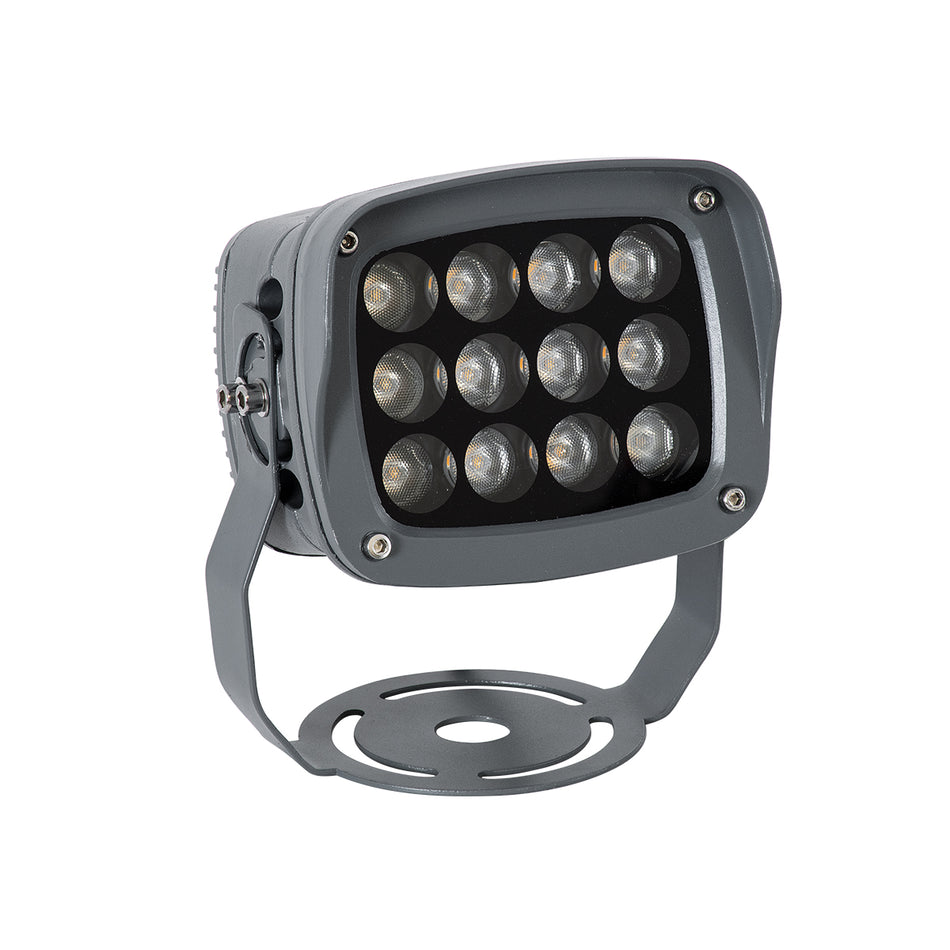 GLOBOSTAR® FLOODXENA 90120 Προβολέας Σποτ Wall Washer LED 12W 1260lm 10° AC 220-240V Αδιάβροχο IP65 Ultra Θερμό Λευκό 2200K - Bridgelux SMD Chip - Γκρι Ανθρακί - Μ13.5 x Π11 x Υ15cm - 3 Χρόνια Εγγύηση