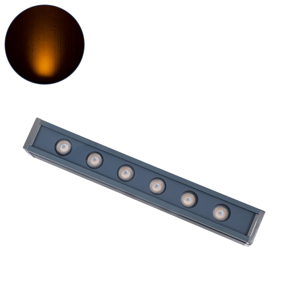 WASHER-VAIA 90178 Μπάρα Φωτισμού Wall Washer LED 6W 630lm 30° DC 24V Αδιάβροχο IP65 Μ30 x Π4 x Υ5cm Αρχιτεκτονικό Πορτοκαλί 2200K - Γκρι Ανθρακί - 3 Years Warranty