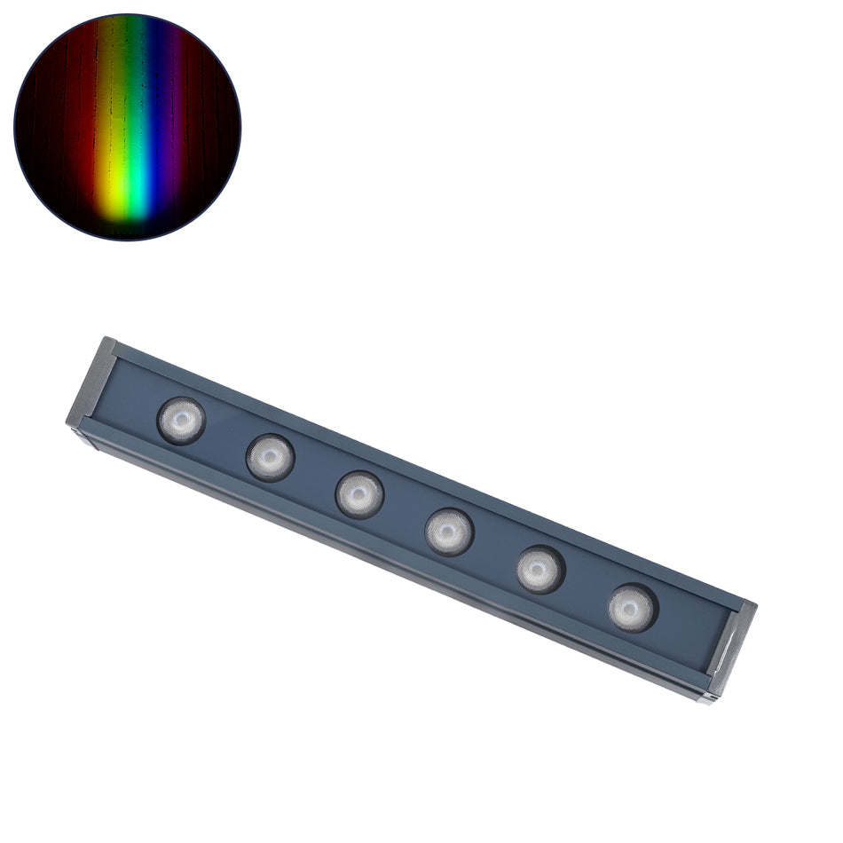 GLOBOSTAR® WASHERVAIA 90184 Μπάρα Φωτισμού Wall Washer LED 6W 510lm 30° DC 24V Αδιάβροχο IP65 Πολύχρωμο RGBW Dimmable DMX512 - Bridgelux SMD Chip - Γκρι Ανθρακί - Μ30 x Π4 x Υ5cm - 3 Χρόνια Εγγύηση