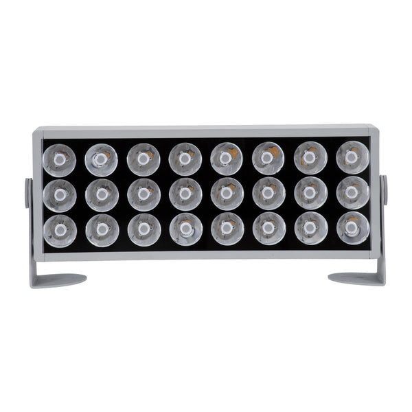 FLOOD-ZENA 90219 Προβολέας Wall Washer για Φωτισμό Κτιρίων LED 60W 5400lm 3° DC 24V Αδιάβροχο IP65 L37 x W9 x H26.5cm Θερμό Λευκό 2700K - Ασημί - 3 Years Warranty