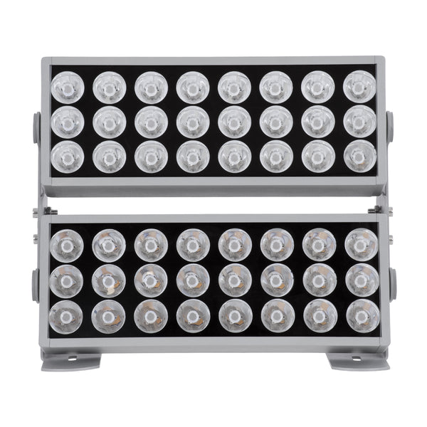 FLOOD-ZENA 90220 Προβολέας Wall Washer για Φωτισμό Κτιρίων LED 120W 10800lm 3° DC 24V Αδιάβροχο IP65 L38 x W30.5 x H24cm Θερμό Λευκό 2700K - Ασημί - 3 Years Warranty