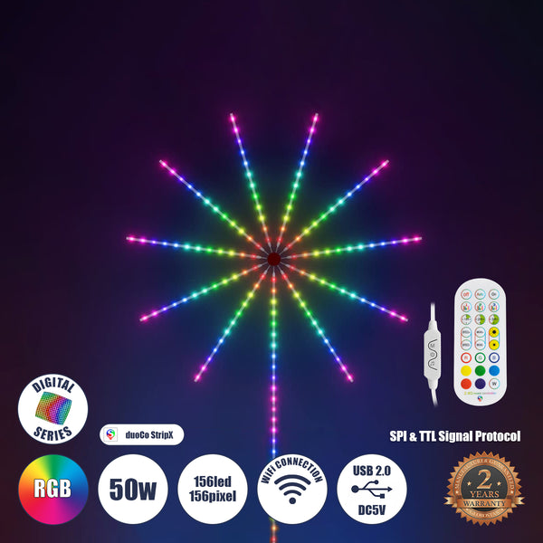 DIGIFRWORKS 5 Meter digitales LED-RGB-Streifen-Set mit digitalem Controller mit WiFi Smart APP und 2,4 GHz RF Wireless Controller – 2 Jahre Garantie