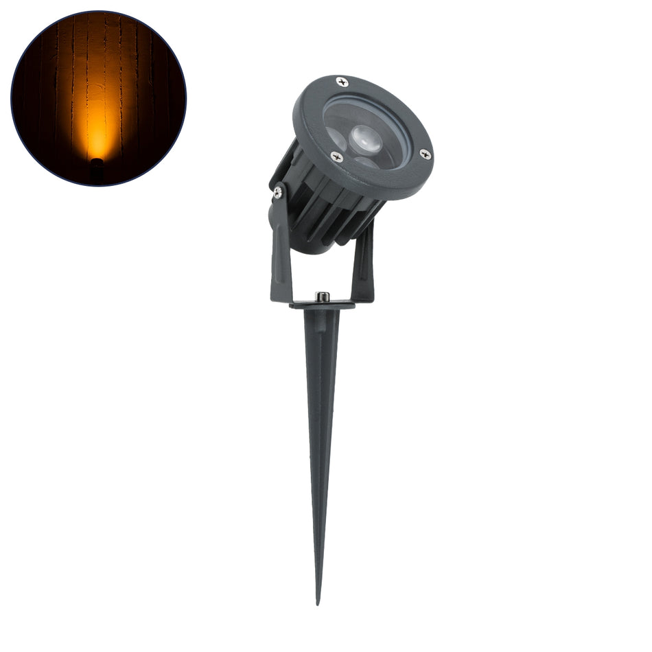 GLOBOSTAR® TREETZINA 90350 Φωτιστικό Σποτ για Φυτά - Δέντρα με Βάση Κήπου / Καρφωτό LED 3W 315lm 10° DC 24V Αδιάβροχο IP65 Ultra Θερμό Λευκό 2200K Dimmable - Bridgelux SMD Chip - Γκρι Ανθρακί - Μ10.5 x Π7.5 x Υ7.5cm - 3 Χρόνια Εγγύηση