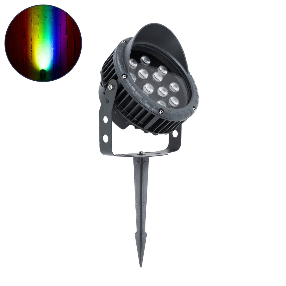 GLOBOSTAR® TREEVINA 90362 Φωτιστικό Σποτ με Αντιθαμβωτική Γρίλια για Φυτά - Δέντρα με Βάση Κήπου / Καρφωτό LED 24W 2040lm 10° DC 24V Αδιάβροχο IP65 Πολύχρωμο RGBW Dimmable DMX512 - Bridgelux SMD Chip - Γκρι Ανθρακί - Μ21.5 x Π18.3 x Υ14cm - 3 Χρόνια Εγ...