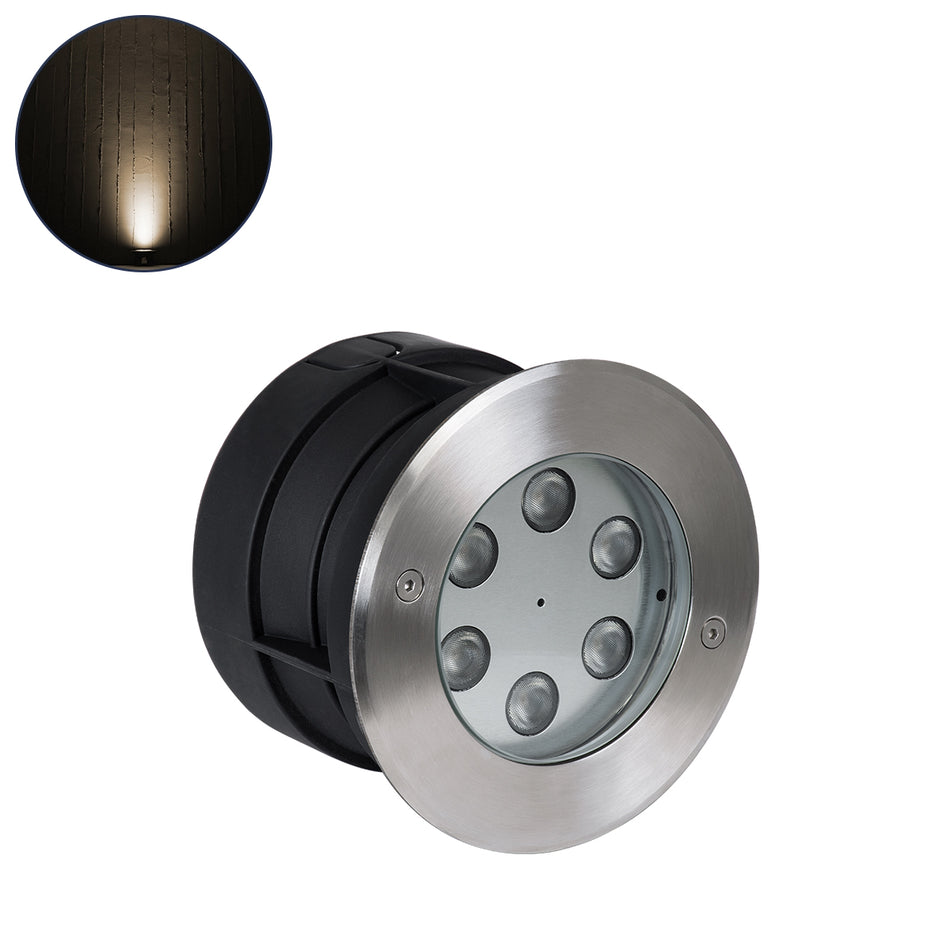 GLOBOSTAR® UNDERWATERYUNI 90417 Υποβρύχιο Χωνευτό Σποτ για Σιντριβάνια/Πισίνες LED 6W 540lm 30° DC 24V Αδιάβροχο IP68 Θερμό Λευκό 2700K Dimmable - Bridgelux SMD Chip - Ανοξείδωτο Ατσάλι 304 - Μ15 x Π15 x Υ10cm / Q14cm - 3 Χρόνια Εγγύηση