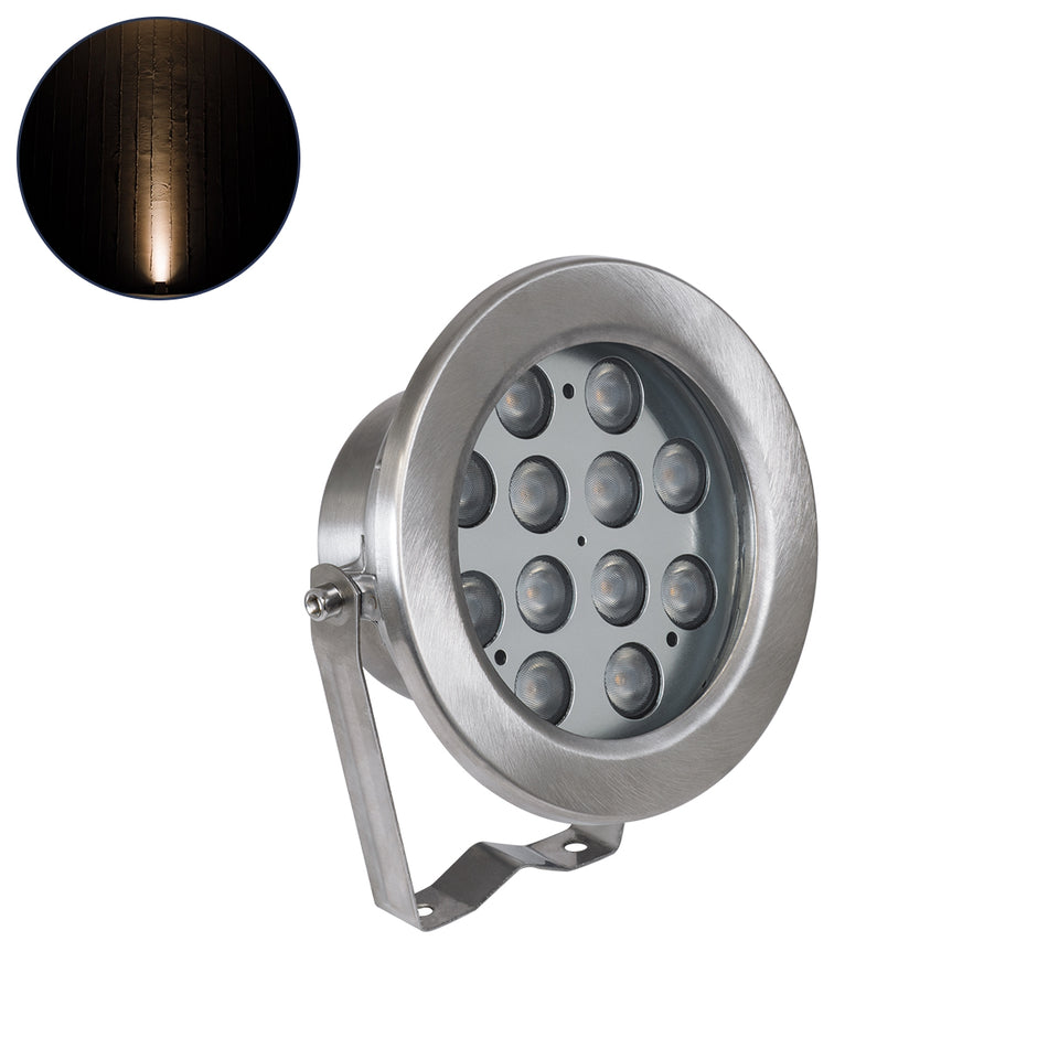 GLOBOSTAR® UNDERWATERJERRY 90423 Υποβρύχιο Επιφανειακό Σποτ για Σιντριβάνια/Πισίνες LED 12W 1080lm 30° DC 24V Αδιάβροχο IP68 Θερμό Λευκό 2700K Dimmable - Bridgelux SMD Chip - Ανοξείδωτο Ατσάλι 304 - Μ14.5 x Π7 x Υ19cm - 3 Χρόνια Εγγύηση