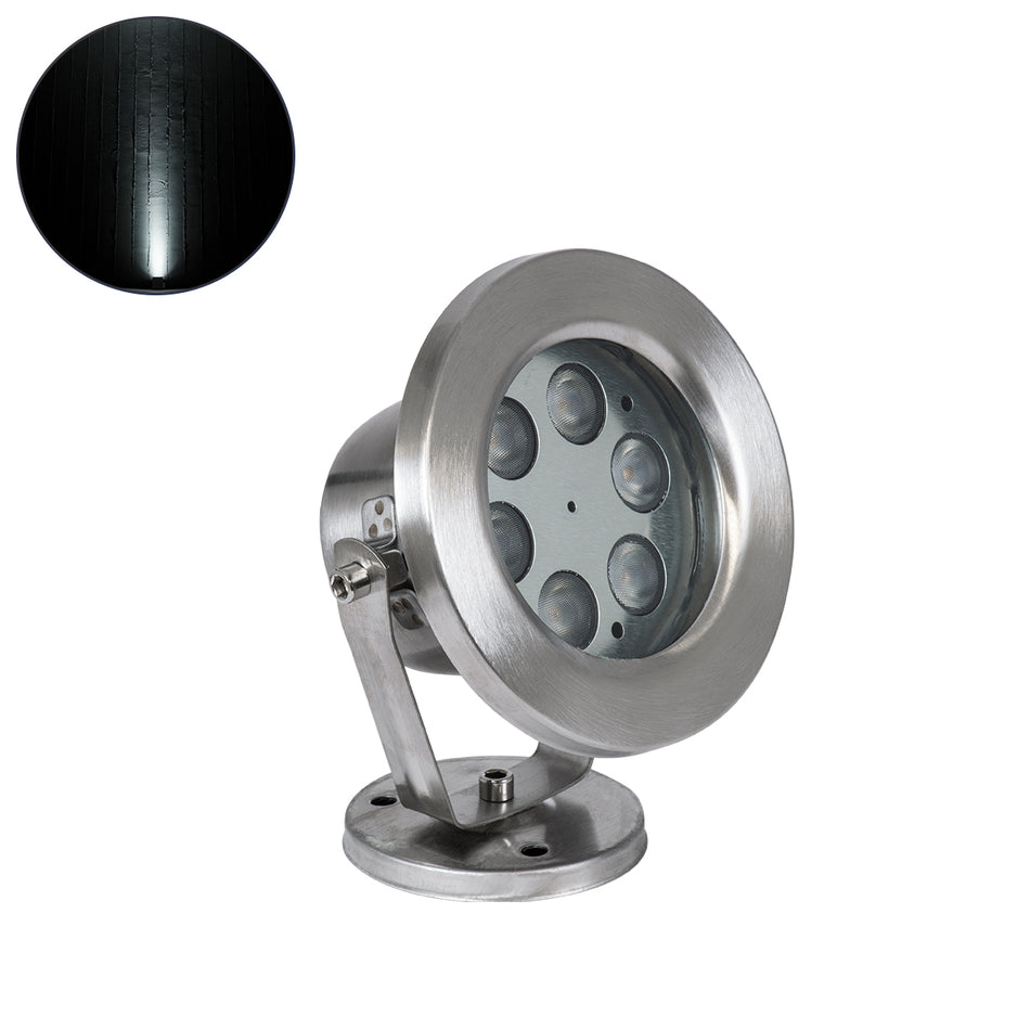 GLOBOSTAR® UNDERWATER-DEDY 90427 Υποβρύχιο Επιφανειακό Σποτ για Σιντριβάνια/Πισίνες LED 6W 600lm 30° DC 24V Αδιάβροχο IP68 Ψυχρό Λευκό 6000K Dimmable - Ανοξείδωτο Ατσάλι 304 - Μ12 x Π7.5 x Υ14.5cm - 3 Χρόνια Εγγύηση