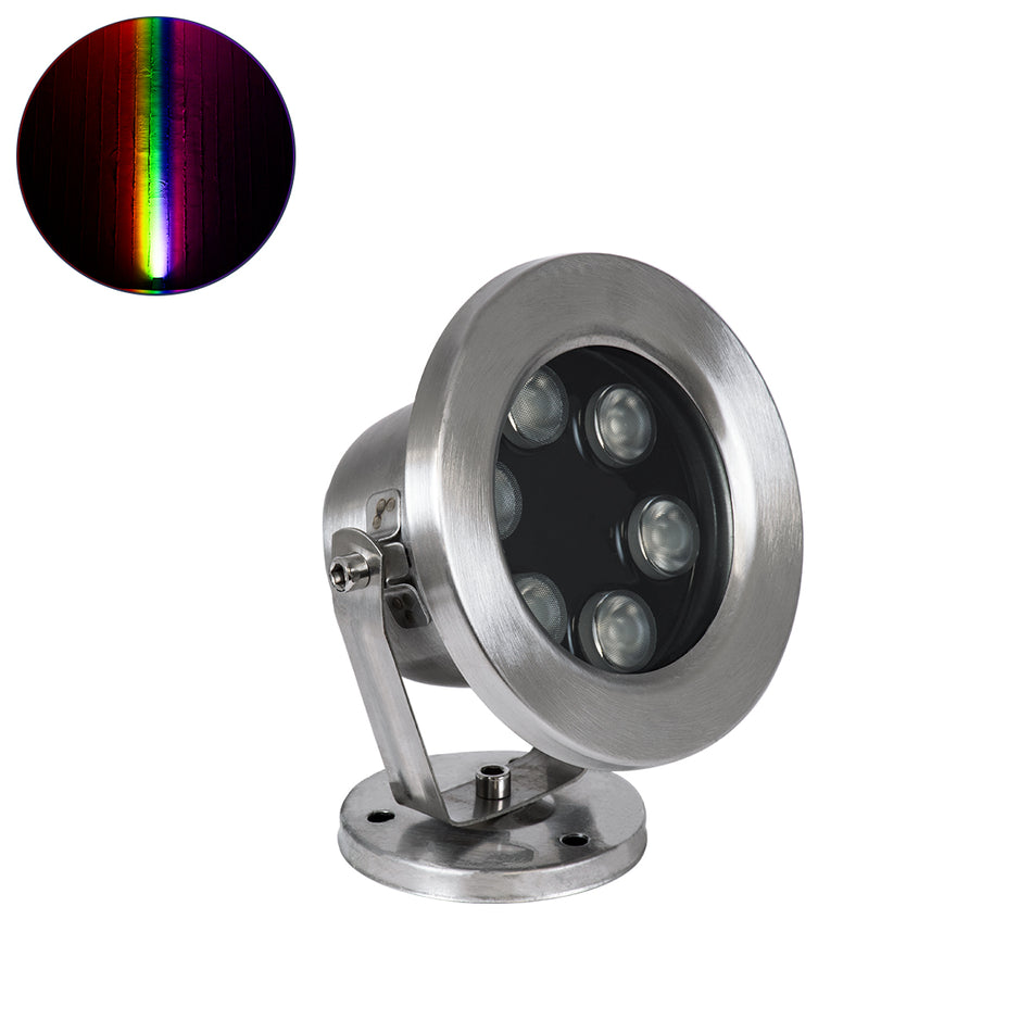 GLOBOSTAR® UNDERWATER-DEDY 90428 Υποβρύχιο Επιφανειακό Σποτ για Σιντριβάνια/Πισίνες LED 6W 510lm 30° DC 24V Αδιάβροχο IP68 RGBW DMX512 Dimmable - Ανοξείδωτο Ατσάλι 304 - Μ12 x Π7.5 x Υ14.5cm - 3 Χρόνια Εγγύηση