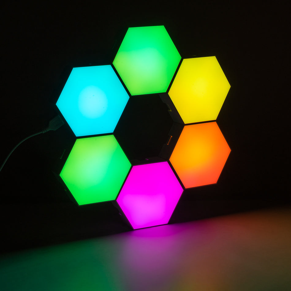 GloboStar® DIGIOCTA 90448 Σετ 6 Ψηφιακων LED RGB Φωτιστικών Κυψελών με Ψηφιακό Controller με WiFi Smart APP & Ασύρματο Χειριστήριο RF 2.4Ghz - LED SMD 5050 9W/Σετ 84PIXEL/Σετ 720lm/Σετ 120° DC 5V με USB 2.0 IP20 Πολύχρωμο RGB - Dimmable - Μ10.5 x Π10.5...