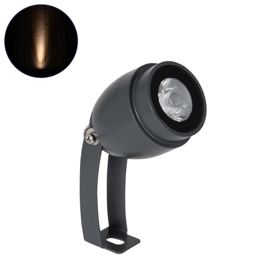 GLOBOSTAR® TREEGAL 90460 Φωτιστικό Σποτ για Φυτά - Δέντρα με Βάση Μπετού & Κορμού LED 3W 315lm 15° DC 24V Αδιάβροχο IP67 Ultra Θερμό Λευκό 2200K Dimmable - Bridgelux SMD Chip - Γκρι Ανθρακί - Μ5 x Π5 x Υ14.7cm - 3 Χρόνια Εγγύηση