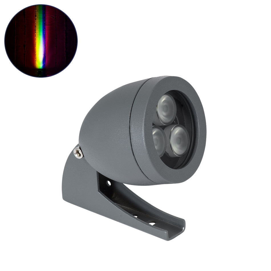 GLOBOSTAR® TREESPO 90467 Φωτιστικό Σποτ για Φυτά - Δέντρα LED 6W 630lm 15° DC 24V Αδιάβροχο IP67 Πολύχρωμο RGBW Dimmable DMX512 - Bridgelux SMD Chip - Γκρι Ανθρακί - Μ6.6 x Π9 x Υ12cm - 3 Χρόνια Εγγύηση