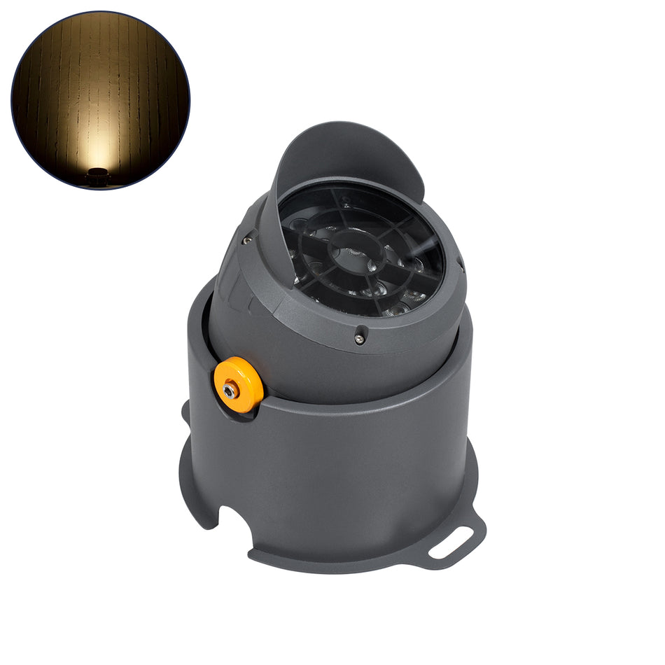 GLOBOSTAR® FLOODSIMA 90495 Κινούμενος Προβολέας Σποτ Wall Washer με Αντιθαμβωτική Γρίλια LED 36W 3240lm 30° DC 24V Αδιάβροχο IP67 Θερμό Λευκό 2700K Dimmable - Bridgelux SMD Chip - Γκρι Ανθρακί - Μ21 x Π26 x Υ27cm - 3 Χρόνια Εγγύηση