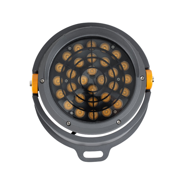 FLOOD-SIMA 90497 Beweglicher Strahler – Wandfluter-Beleuchtungsspot mit Blendschutzgitter für Gebäudebeleuchtung, LED 60 W, 5400 lm, 30 ° DC, 24 V, wasserdicht IP67 – 3 Jahre Garantie