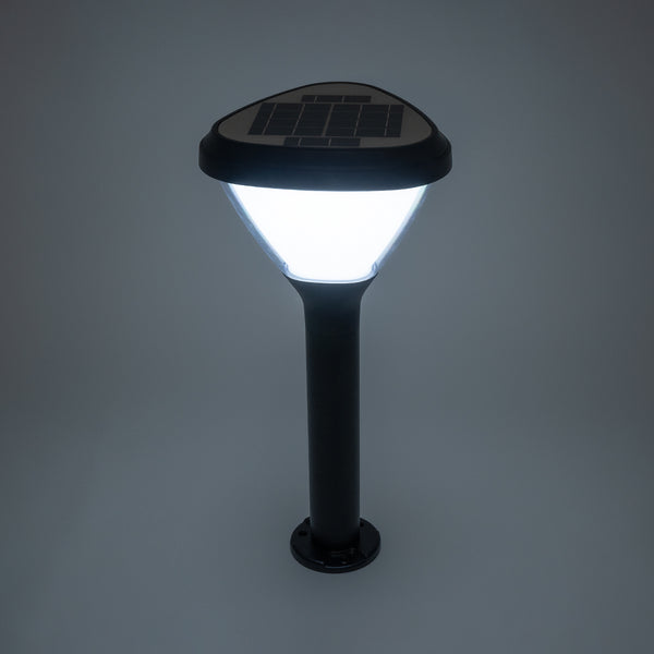 SOLARMIS 90521 LED Solar Bollard Light Κολωνάκι Κήπου Εξωτερικού Χώρου 10W 180lm 120° με Ενσωματωμένο Φωτοβολταϊκό Panel 6V 5W & Επαναφορτιζόμενη Μπαταρία Li-ion 3.2V 6000mAh με Αισθητήρα Ημέρας-Νύχτας - Αδιάβροχο IP65 Φ26 x Υ60cm Ψυχρό Λευκό 6000K - 2...