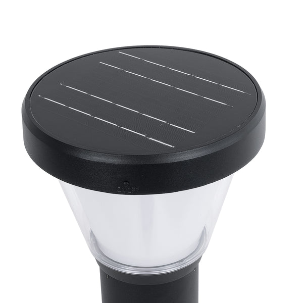 SOLARDIS 90523 LED Solar Bollard Light Κολωνάκι Κήπου Εξωτερικού Χώρου 10W 180lm 120° με Ενσωματωμένο Φωτοβολταϊκό Panel 6V 5W & Επαναφορτιζόμενη Μπαταρία Li-ion 3.2V 6000mAh με Αισθητήρα Ημέρας-Νύχτας - Αδιάβροχο IP65 Φ24 x Υ88cm Ψυχρό Λευκό 6000K - 2...