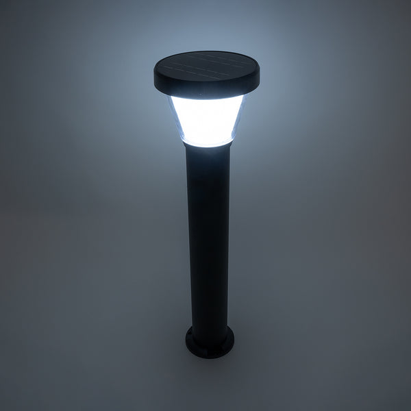 SOLARDIS 90523 LED Solar Bollard Light Κολωνάκι Κήπου Εξωτερικού Χώρου 10W 180lm 120° με Ενσωματωμένο Φωτοβολταϊκό Panel 6V 5W & Επαναφορτιζόμενη Μπαταρία Li-ion 3.2V 6000mAh με Αισθητήρα Ημέρας-Νύχτας - Αδιάβροχο IP65 Φ24 x Υ88cm Ψυχρό Λευκό 6000K - 2...