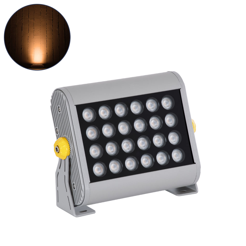 GLOBOSTAR® FLOODHENA 90444 Προβολέας Σποτ Wall Washer LED 24W 2040lm 30° AC 220-240V Αδιάβροχο IP67 Ultra Θερμό Λευκό 2200K - Bridgelux SMD Chip - Γκρι Ανθρακί - Μ22.5 x Π6 x Υ16.5cm - 3 Χρόνια Εγγύηση