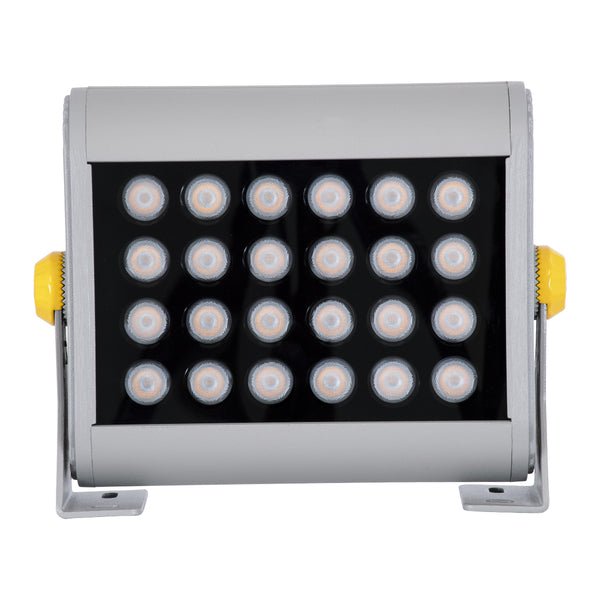 FLOOD-HENA 90444 Προβολέας Wall Washer για Φωτισμό Κτιρίων LED 24W 2040lm 30° AC 220-240V Αδιάβροχο IP67 Μ22.5 x Π6 x Υ16.5cm Αρχιτεκτονικό Πορτοκαλί 2200K - Ασημί - 3 Years Warranty