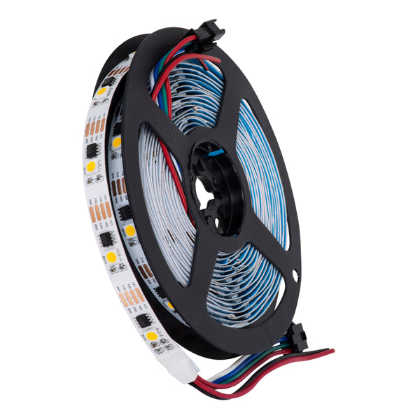 90598 Digital Pixel Addressable Strip 4 PIN - Ψηφιακή Ταινία LED SMD 5050 9W/m 30LED/m 30PIXEL/m SPI/TTL Protocol IC TM1908 810lm/m 120° DC 12V IP20 Θερμό Λευκό 2700K - Λευκό Σώμα - Μ5000 x Π10 x Υ2mm - Συσκευασία 5 Μέτρων - 5 Χρόνια Εγγύηση