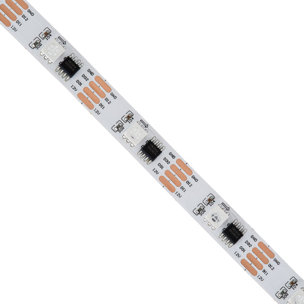 90599 Digital Pixel Addressable Strip 4 PIN - Ψηφιακή Ταινία LED SMD 5050 9W/m 30LED/m 30PIXEL/m SPI/TTL Protocol IC TM1908 720lm/m 120° DC 12V IP20 RGB - Λευκό Σώμα - Μ5000 x Π10 x Υ2mm - Συσκευασία 5 Μέτρων - 5 Χρόνια Εγγύηση