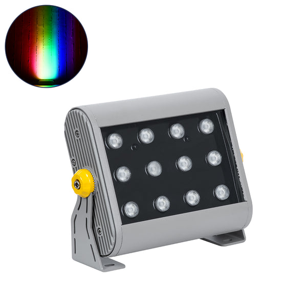 FLOOD-HENA 90641 Προβολέας Wall Washer για Φωτισμό Κτιρίων LED 24W 2400lm 30° DC 24V Αδιάβροχο IP65 Μ22.5 x Π6 x Υ16.5cm Πολύχρωμο RGB DMX512 - Ασημί - 3 Years Warranty