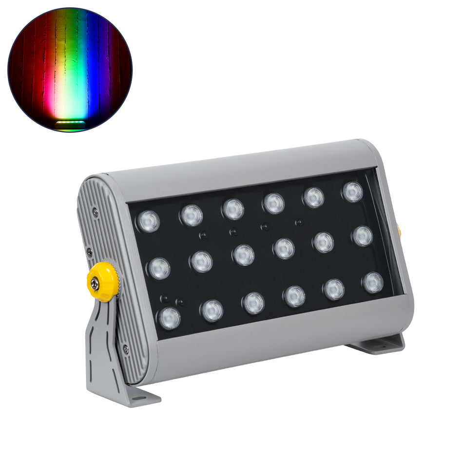 GLOBOSTAR® FLOODHENA 90642 Προβολέας Σποτ Wall Washer LED 36W 2880lm 30° DC 24V Αδιάβροχο IP65 Πολύχρωμο RGB Dimmable DMX512 - Bridgelux SMD Chip - Γκρι Ανθρακί - Μ30 x Π6 x Υ17cm - 3 Χρόνια Εγγύηση
