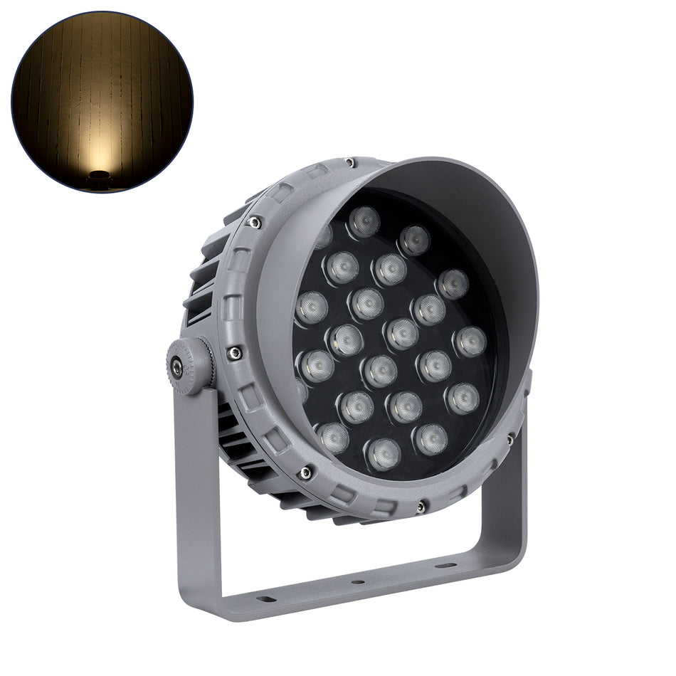 GLOBOSTAR® FLOODMENA 90644 Προβολέας Σποτ Wall Washer με Αντιθαμβωτική Γρίλια LED 24W 2160lm 30° AC 220-240V Αδιάβροχο IP65 Θερμό Λευκό 2700K - Bridgelux SMD Chip - Γκρι Ανθρακί - Μ23 x Π23 x Υ18cm - 3 Χρόνια Εγγύηση