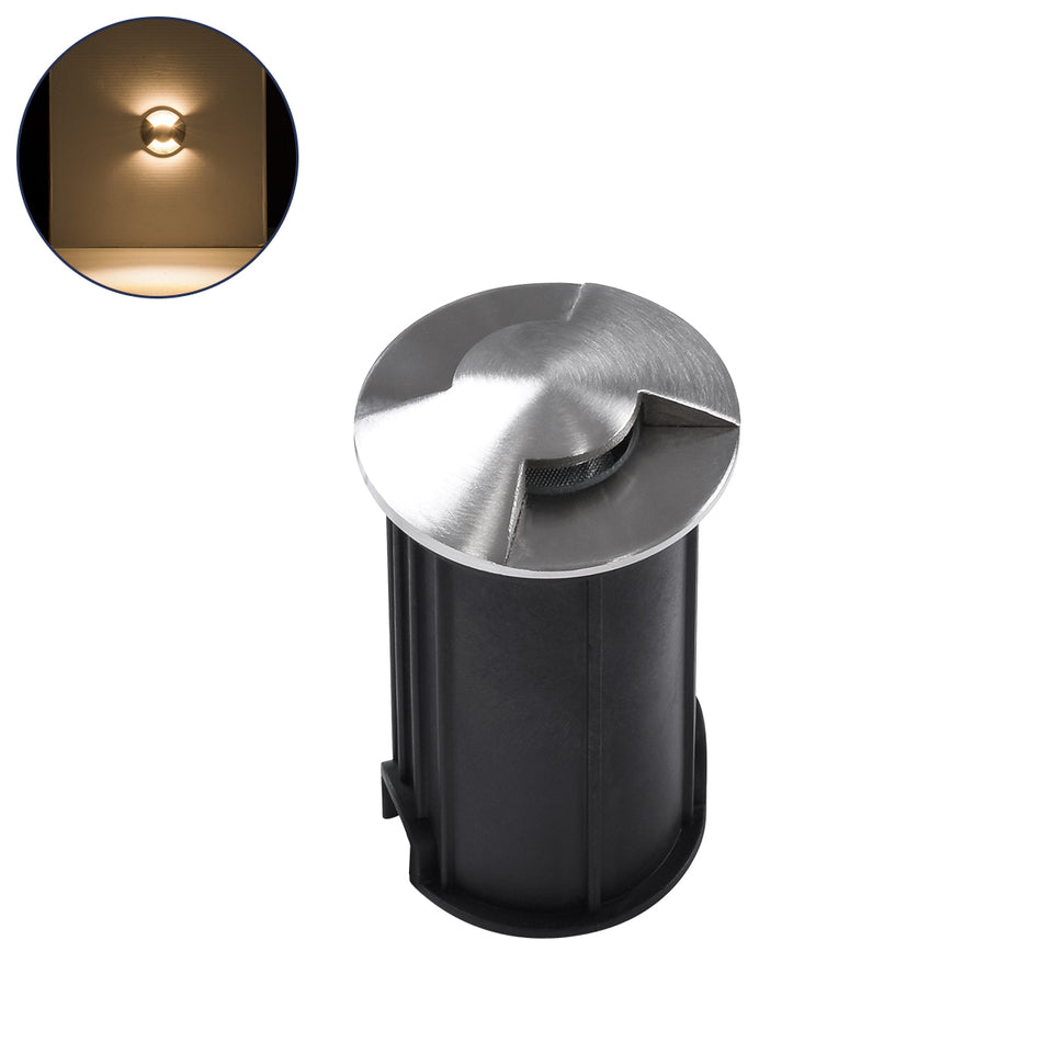 GLOBOSTAR® UNDERGROUNDRENA 90662 Φωτιστικό Σκαλοπατιού / Διαδρόμου LED 1W 110lm 30° DC 24V Αδιάβροχο IP65 Θερμό Λευκό 2700K Dimmable - Bridgelux SMD Chip - Ανοξείδωτο Ατσάλι 304 - Μ5 x Π5 x Υ9cm / Q4.2cm - 3 Χρόνια Εγγύηση