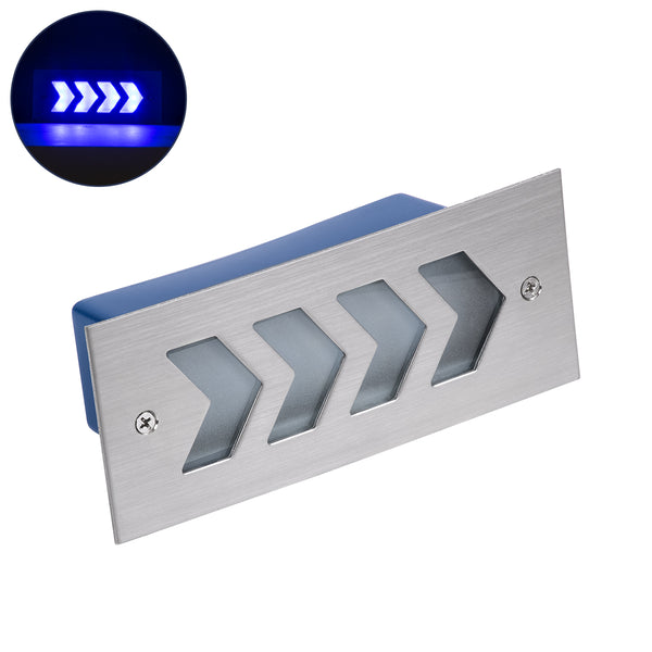 WALLLIGHT-ARINA 90673 Χωνευτό Φωτιστικό Τοίχου LED 6W 600lm 120° DC 24V Αδιάβροχο IP67 Μ17 x Π7 x Υ5.5cm Μπλε - Ανοξείδωτο Ατσάλι - 3 Years Warranty