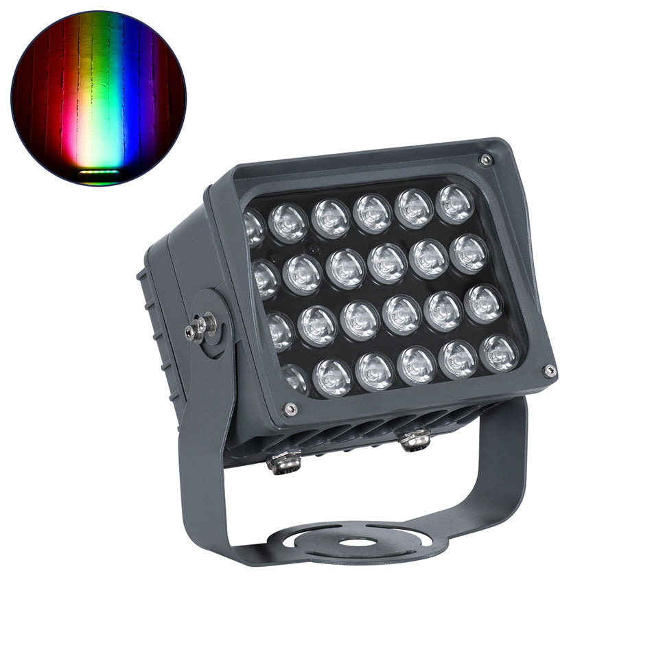 GLOBOSTAR® FLOODXENA 90700 Προβολέας Σποτ Wall Washer με Αντιθαμβωτική Γρίλια LED 48W 4080lm 10° DC 24V Αδιάβροχο IP65 Πολύχρωμο RGBW Dimmable DMX512 - Bridgelux SMD Chip - Γκρι Ανθρακί - Μ17.5 x Π12.5 x Υ18cm - 3 Χρόνια Εγγύηση