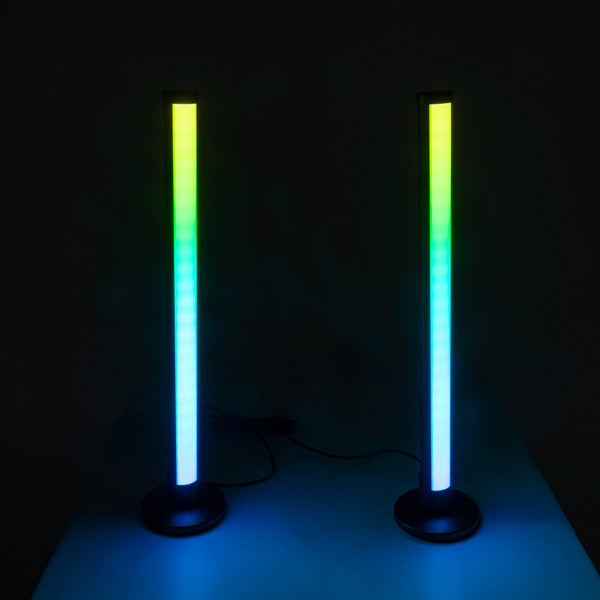 DIGICOLUMN Set mit 2 modernen Büro-Tischleuchten, Digital Pixel Symphony Bars, LED, 16 W, 1280 lm – Beleuchtung per Fernbedienung schalten – mehrfarbiges RGB – dimmbar – Schwarz