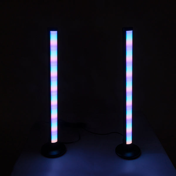 DIGICOLUMN Set mit 2 modernen Büro-Tischleuchten, Digital Pixel Symphony Bars, LED, 16 W, 1280 lm – Beleuchtung per Fernbedienung schalten – mehrfarbiges RGB – dimmbar – Schwarz