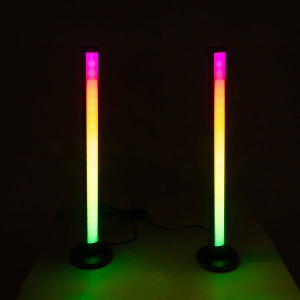 DIGICOLUMN Set mit 2 modernen Büro-Tischleuchten, Digital Pixel Symphony Bars, LED, 16 W, 1280 lm – Beleuchtung per Fernbedienung schalten – mehrfarbiges RGB – dimmbar – Schwarz