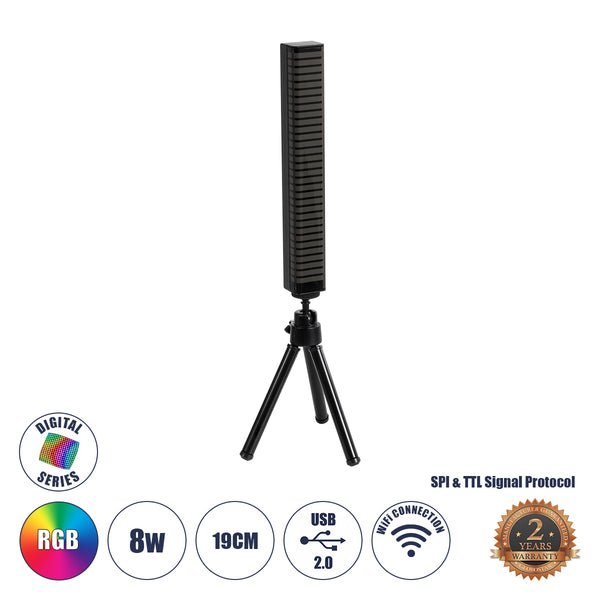 Digicolumn 90761 WiFi Digital Pixel Pixel Rhythm Music Bar LED 8W 640lm 90 ° DC 5V cu USB 2.0 & WiFi App Mobile IP20 - Iluminare prin aplicație WiFi - RGB colorat - DIMMABLE - BLACK - M2.3 X P2.5 X5 - 2 X .. .