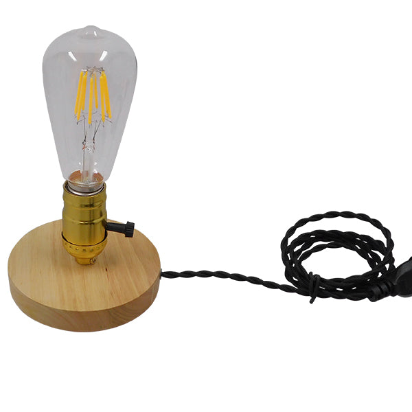 NOX GOLD Moderne Nachttisch-Schreibtischlampe, Einzelleuchte mit E27-Goldfassung und EIN/AUS-Schalter, Eiche Φ4 x H9 cm