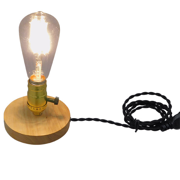 NOX GOLD Moderne Nachttisch-Schreibtischlampe, Einzelleuchte mit E27-Goldfassung und EIN/AUS-Schalter, Eiche Φ4 x H9 cm