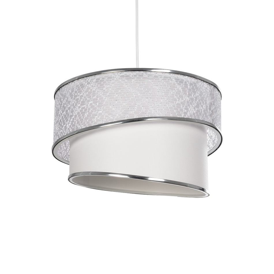 GLOBOSTAR® SONIA 203-0115 Μοντέρνο Κρεμαστό Φωτιστικό Οροφής με Ντουί 1 x E27 AC 220-240V IP20 - Λευκό & Ασημί - Μ30 x Π30 x Υ24cm