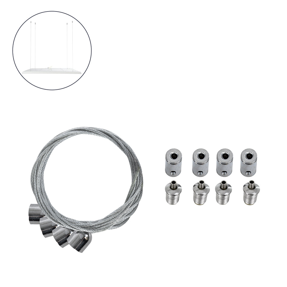 GLOBOSTAR® SUSPENSION 60219 Σύστημα Κρέμασης με 4 Ρυθμιζόμενες Ντίζες & Εξαρτήματα Ειδικό για Πάνελ 60x60cm & 120x30cm - Μ1 x Π1 x Υ80cm